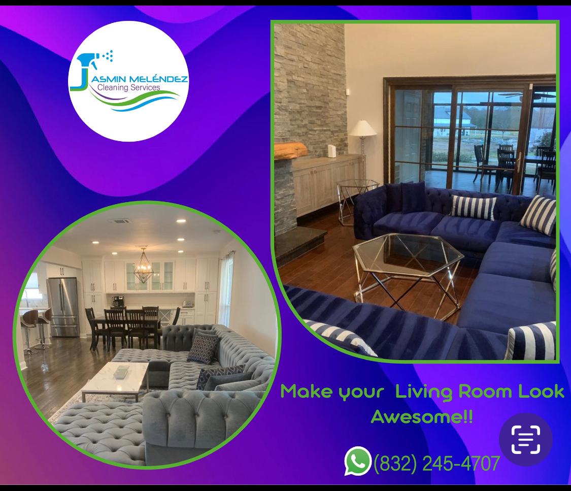Clean living room service by Jasmin Services Cleaning for homes, condos and apartments in Houston and nearby Texas areas